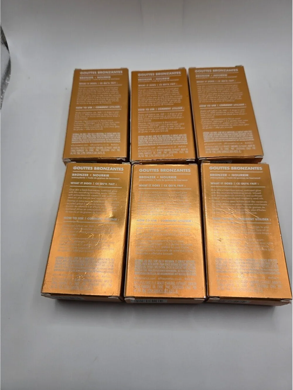 e.l.f. Skin Bronzing Drops Pure Gold 1 fl oz (30 ml)  And Rose Gold- Lot of 6
